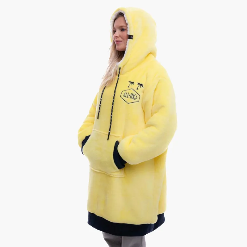 All In Plaid Sherpa Poncho Dark Yellow-4